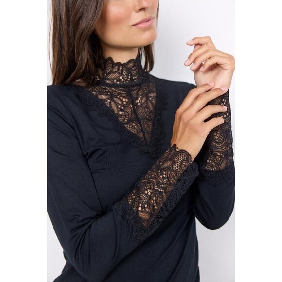 NWT SOYA CONCEPT MARICA 20 black LACE ELEGANT LONGSLEEVE - Picture 2 of 8